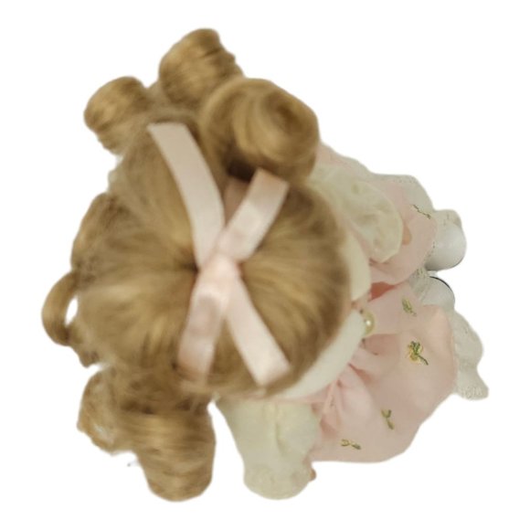 Vintage Russ Porcelain Doll Of The Month June Pearl Stand Handcrafted Pink Dress - Picture 11 of 12
